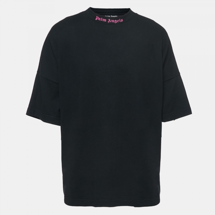 Pre Owned Palm Angels Black Logo Print Cotton Oversized T-Shirt XL