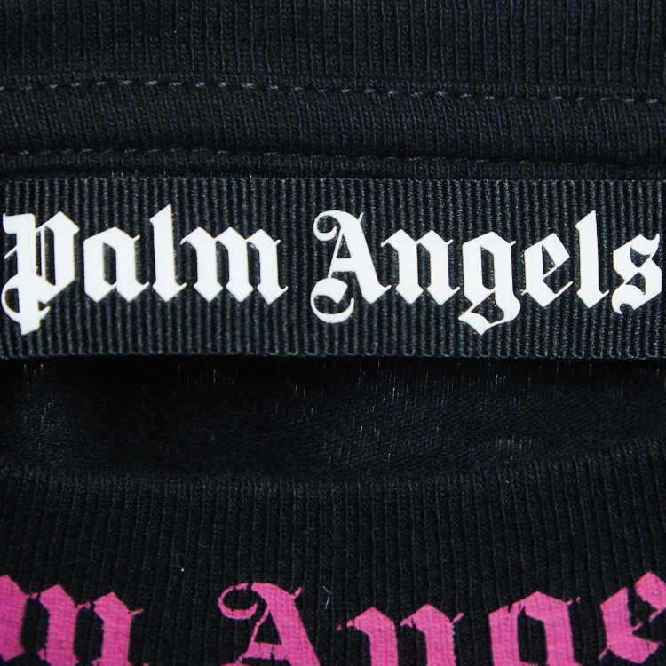Pre Owned Palm Angels Black Logo Print Cotton Oversized T-Shirt XL