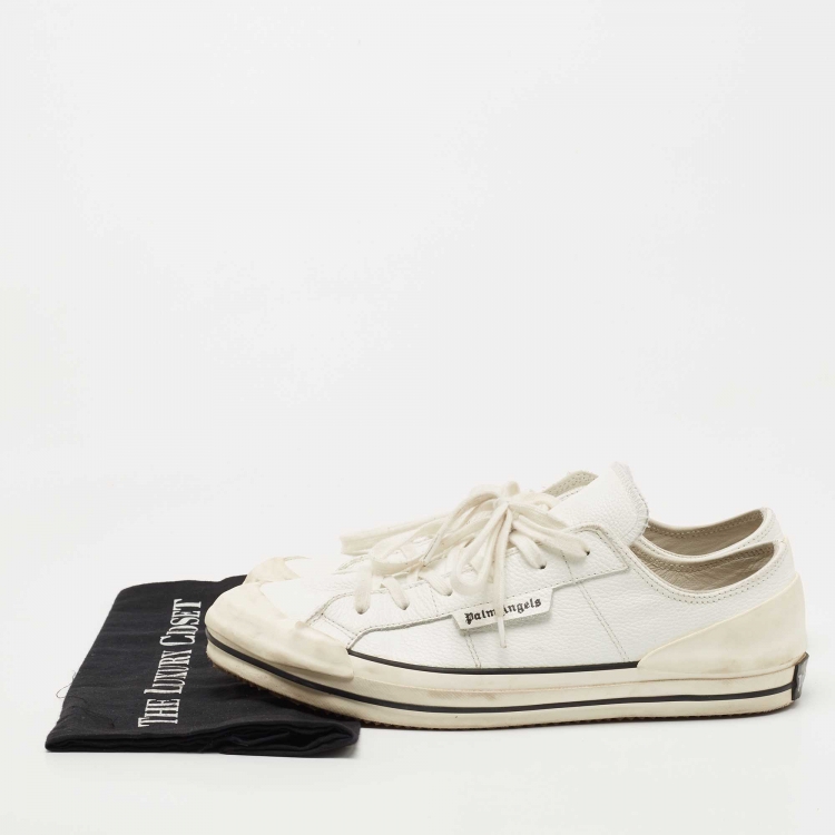 Pre Owned Palm Angels White Leather Lace Up Sneakers Size 42