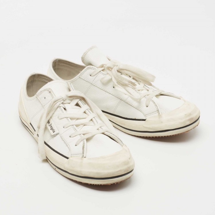 Pre Owned Palm Angels White Leather Lace Up Sneakers Size 42