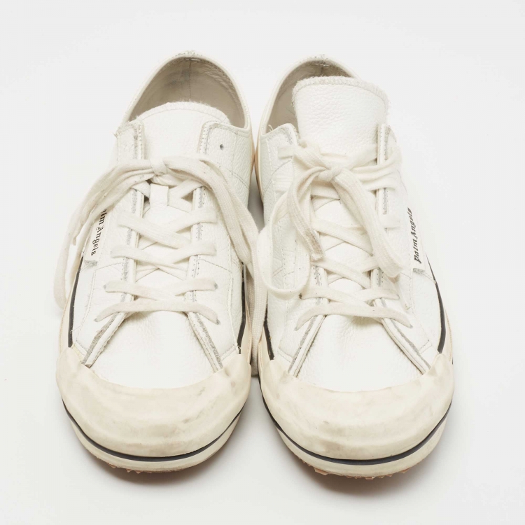 Pre Owned Palm Angels White Leather Lace Up Sneakers Size 42