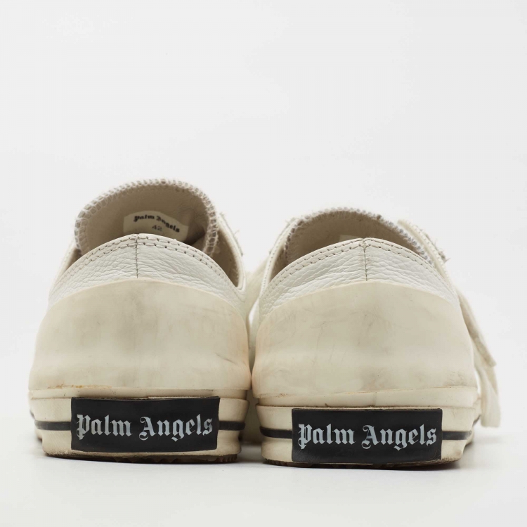 Pre Owned Palm Angels White Leather Lace Up Sneakers Size 42