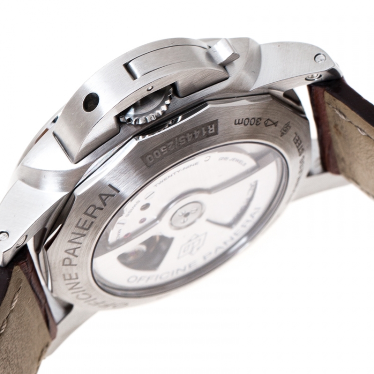 Pre Owned Panerai Black Stainless Steel Luminor 1950 GMT PAM00321 Men's Wristwatch 44 mm