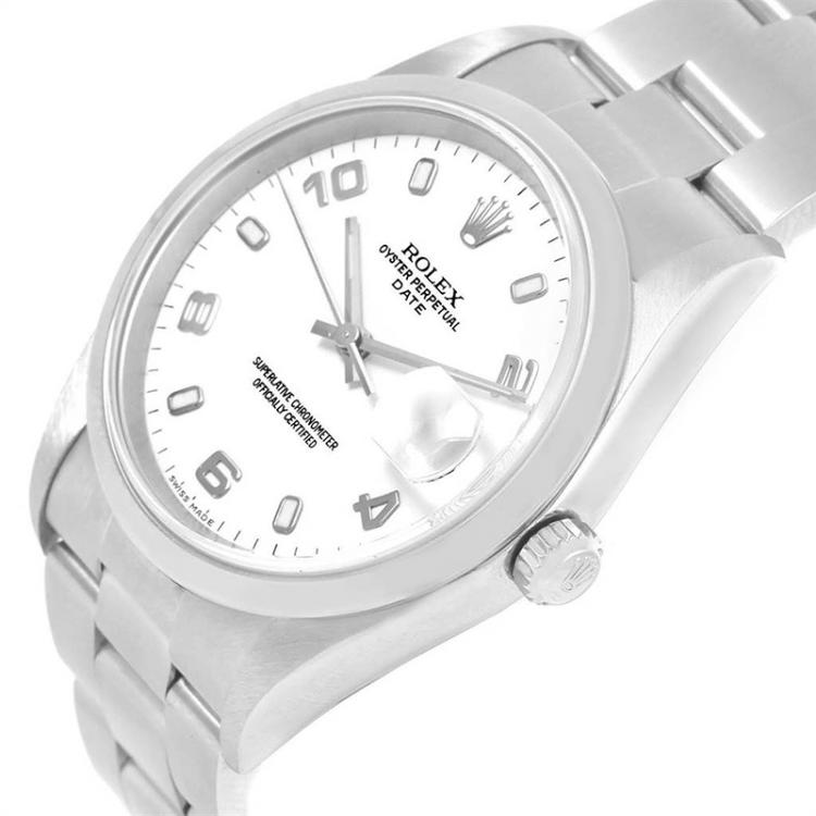 Pre Owned Rolex White Stainless Steel Date 15200 Men's Wristwatch 34MM