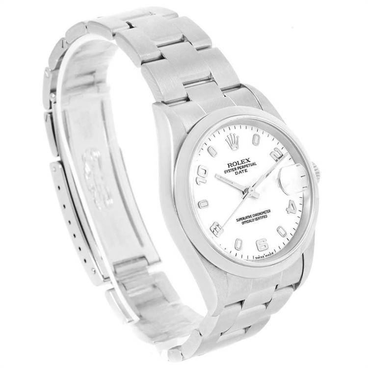 Pre Owned Rolex White Stainless Steel Date 15200 Men's Wristwatch 34MM
