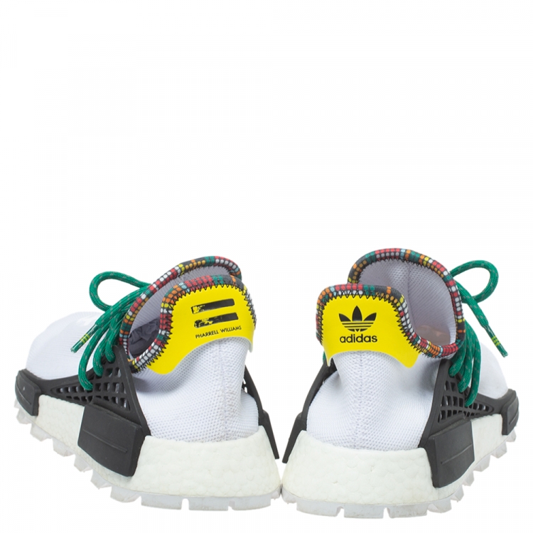 مملوكة مسبقًا Pharrell Williams x adidas White Fabric Human Body NMD Sneakers Size 41.5