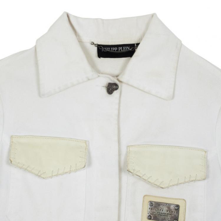 Pre Owned Philipp Plein Black Orchid Limited Edition Swarovski Denim Jacket M