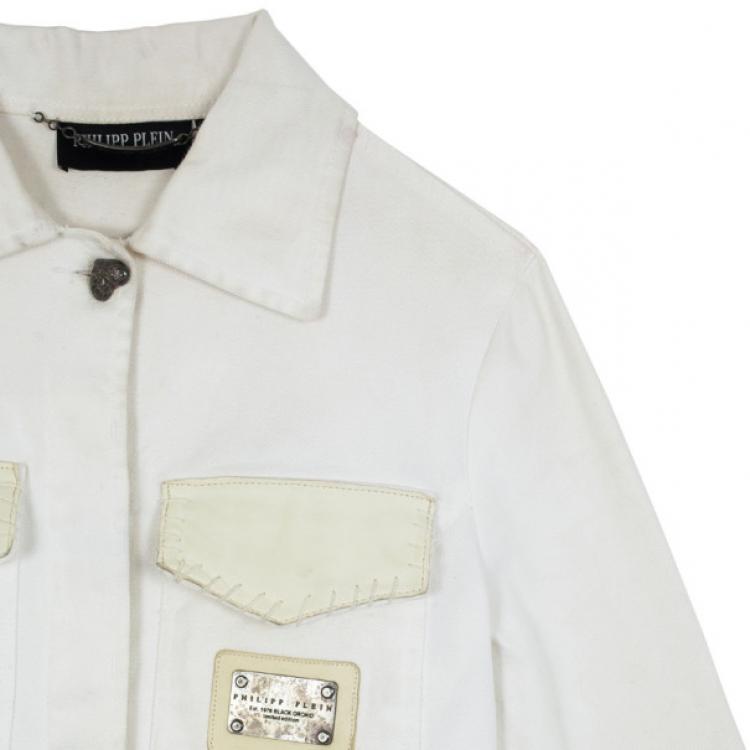 Pre Owned Philipp Plein Black Orchid Limited Edition Swarovski Denim Jacket M