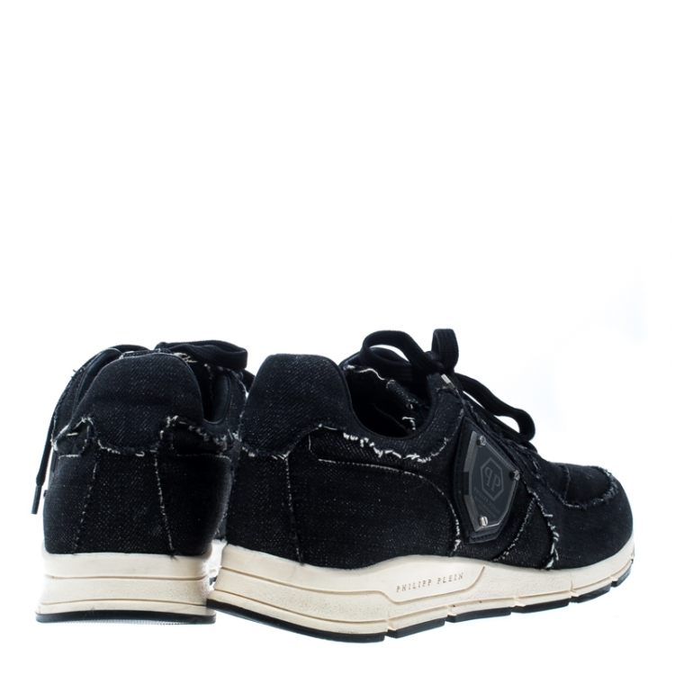 Pre Owned Philipp Plein Black Denim Sneakers Size 39
