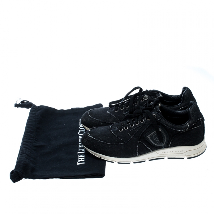 Pre Owned Philipp Plein Black Denim Sneakers Size 39