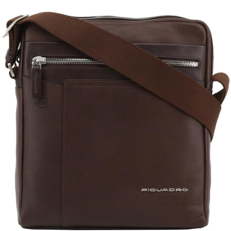 Piquadro Dark Brown Leather Messenger Bag Piquadro | The Luxury Closet