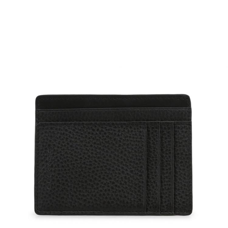 Pre Owned Piquadro Black Pebbled Leather Bifold Wallet