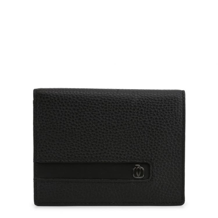 Pre Owned Piquadro Black Pebbled Leather Bifold Wallet