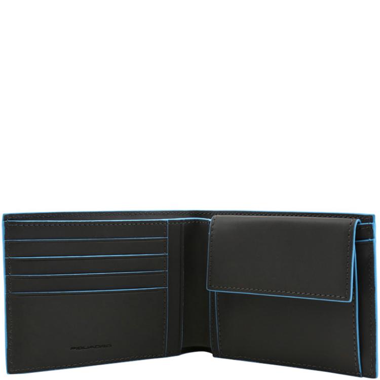 مملوكة مسبقًا Piquadro Dark Grey Leather Bifold Wallet