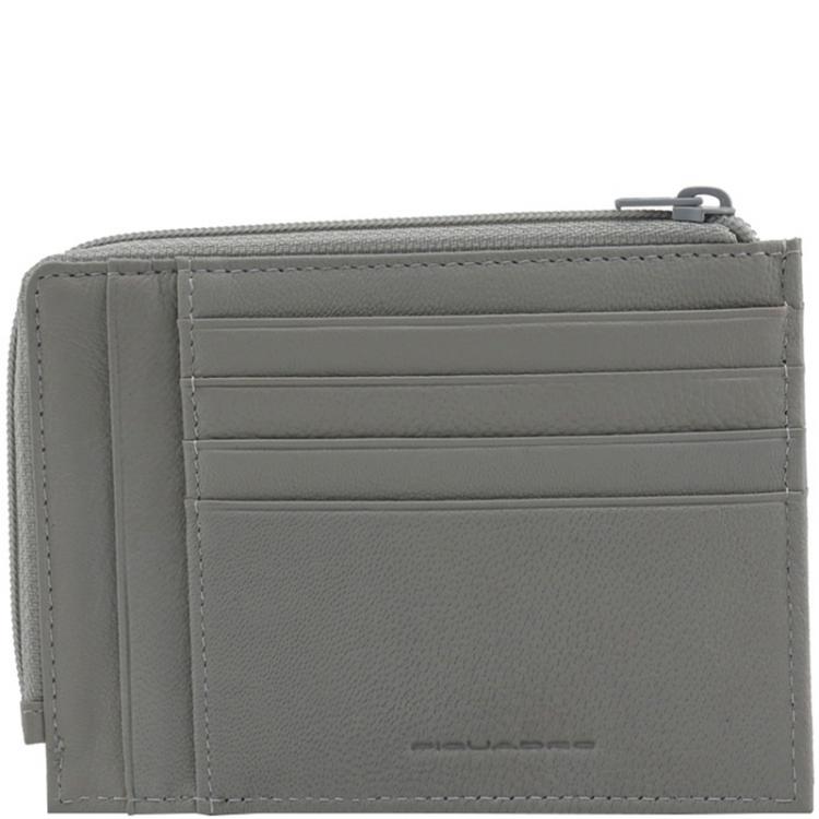 Pre Owned Piquadro Grey Leather Credit Card Holder