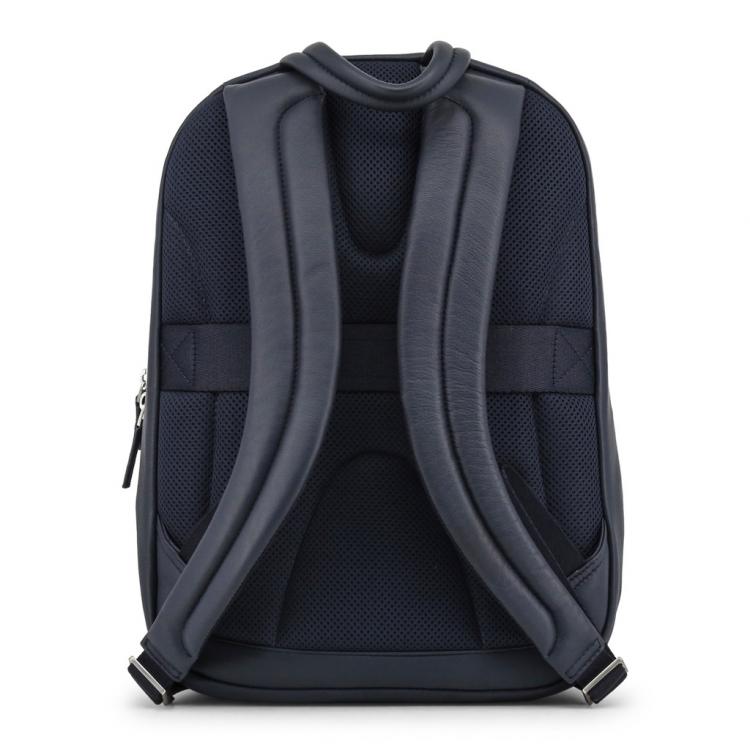 Pre Owned Piquadro Navy Blue Leather Backpack