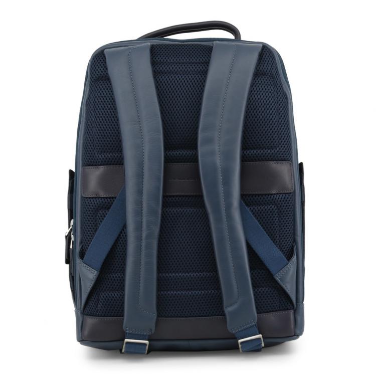 Pre Owned Piquadro Navy Blue Leather Backpack