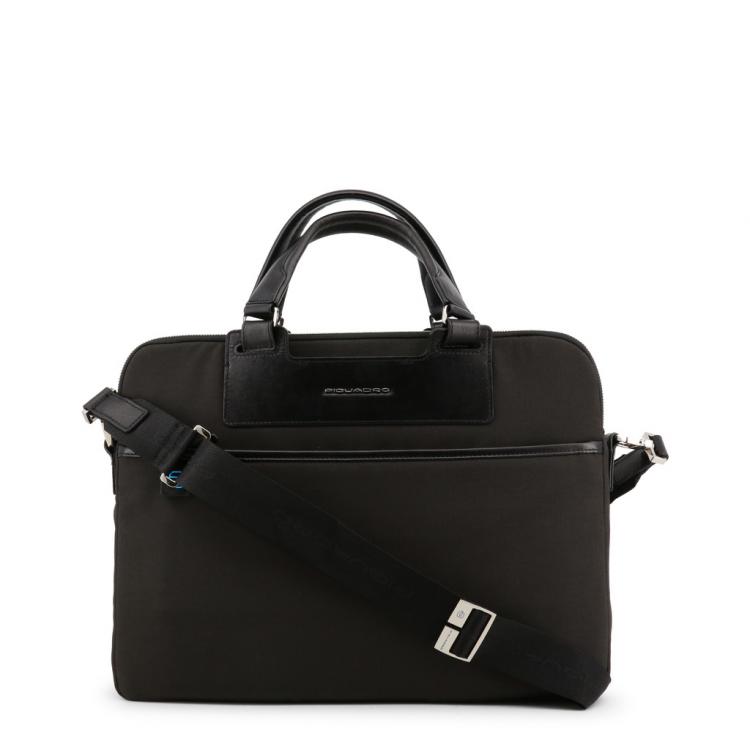 Pre Owned Piquadro Two Tone Fabric and Leather Briefcase