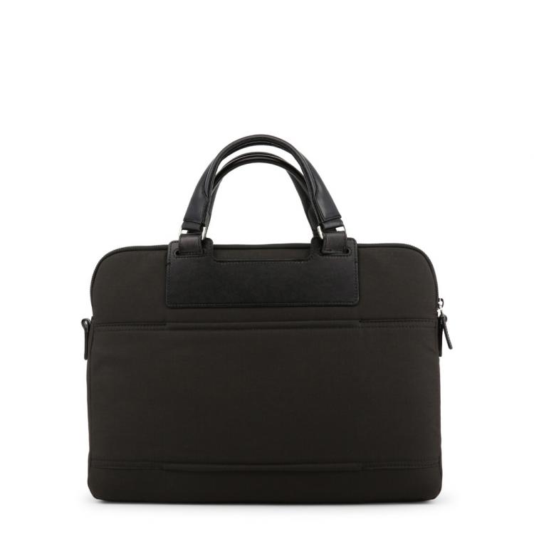 Pre Owned Piquadro Two Tone Fabric and Leather Briefcase