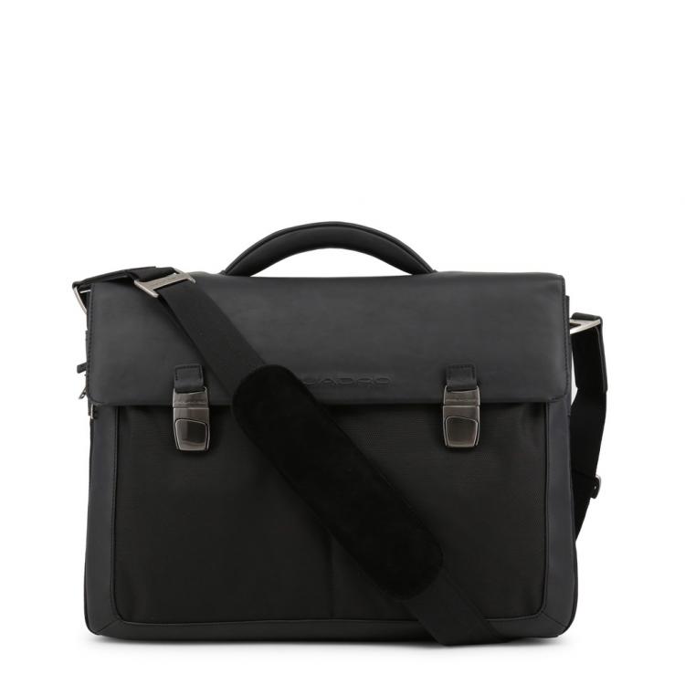 Pre Owned Piquadro Black Nylon and Leather Briefcase