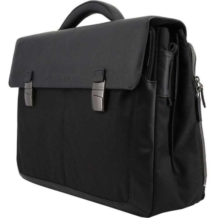 Pre Owned Piquadro Black Nylon and Leather Briefcase