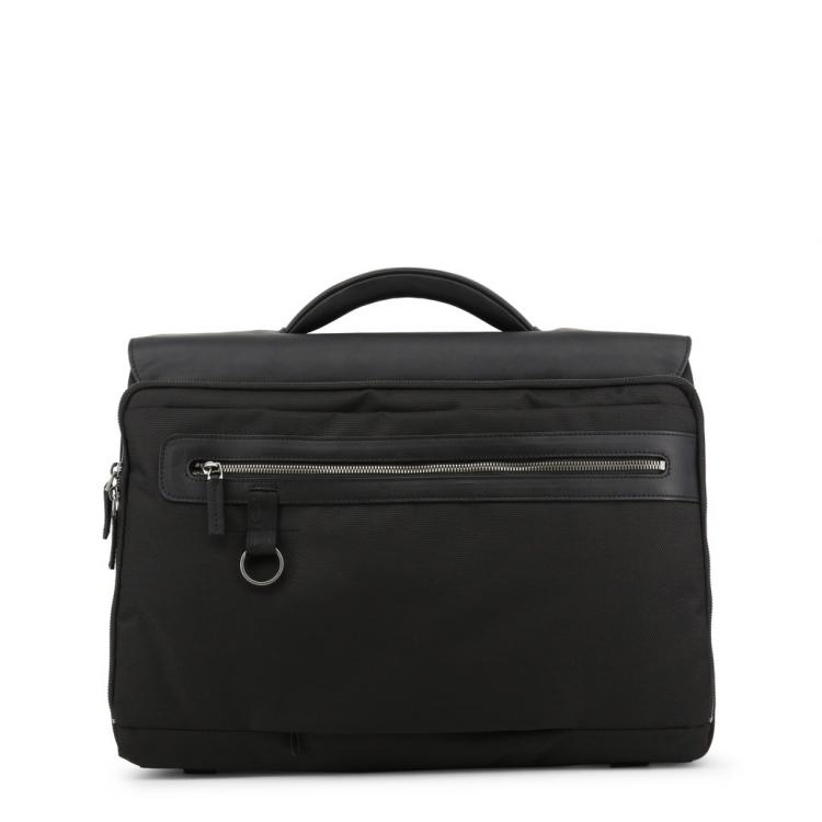 Pre Owned Piquadro Black Nylon and Leather Briefcase