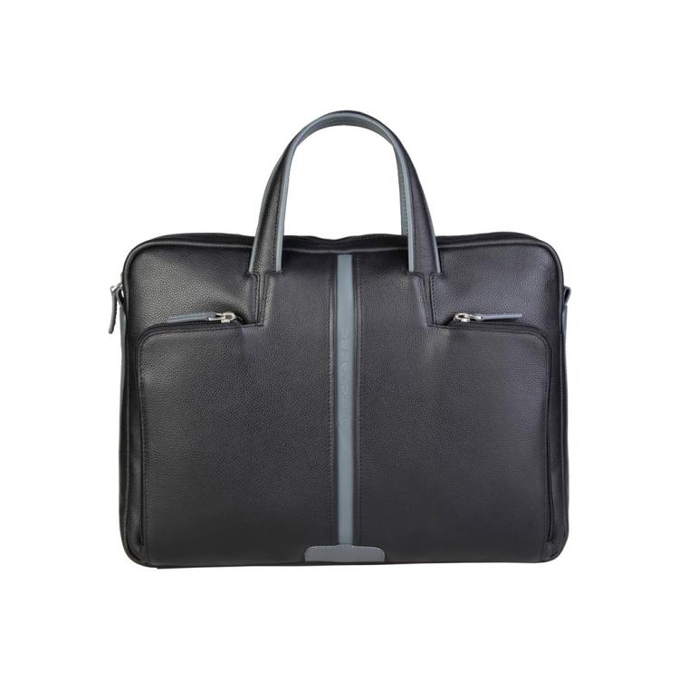 Pre Owned Piquadro Two Tone Leather Briefcase