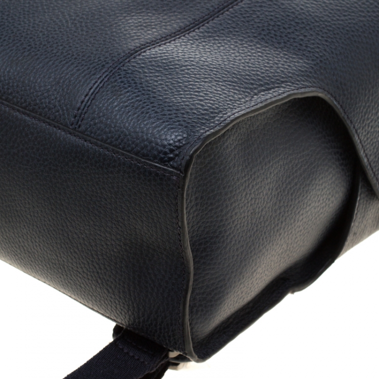 مملوكة مسبقًا Piquadro Navy Blue Leather Backpack