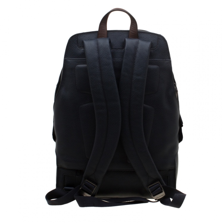 مملوكة مسبقًا Piquadro Navy Blue Leather Backpack
