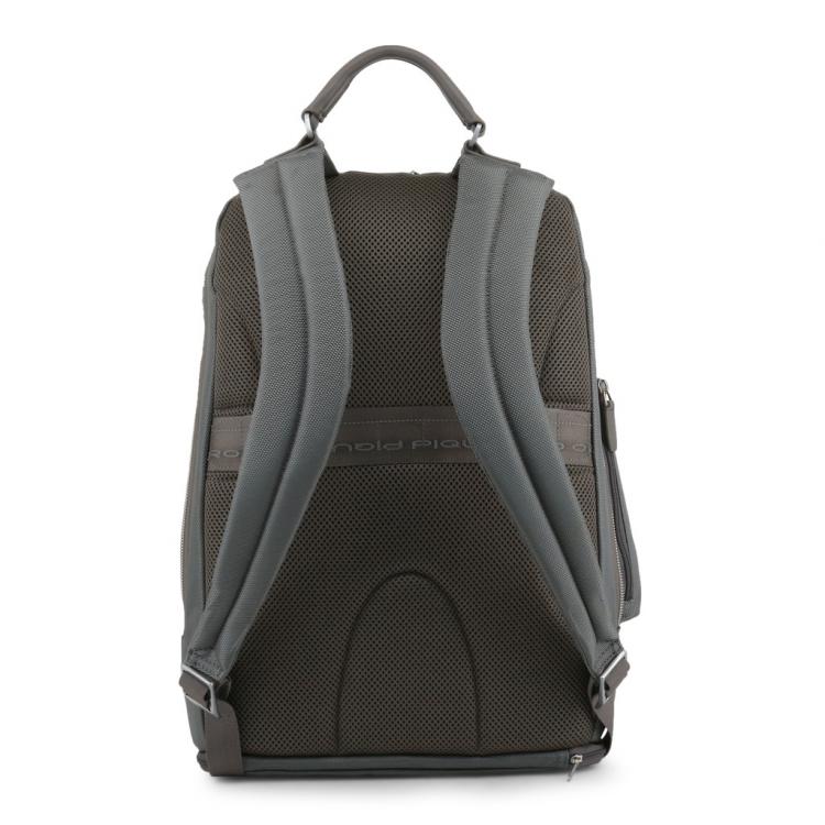 مملوكة مسبقًا Piquadro Grey Synthetic Fabric and Leather Backpack