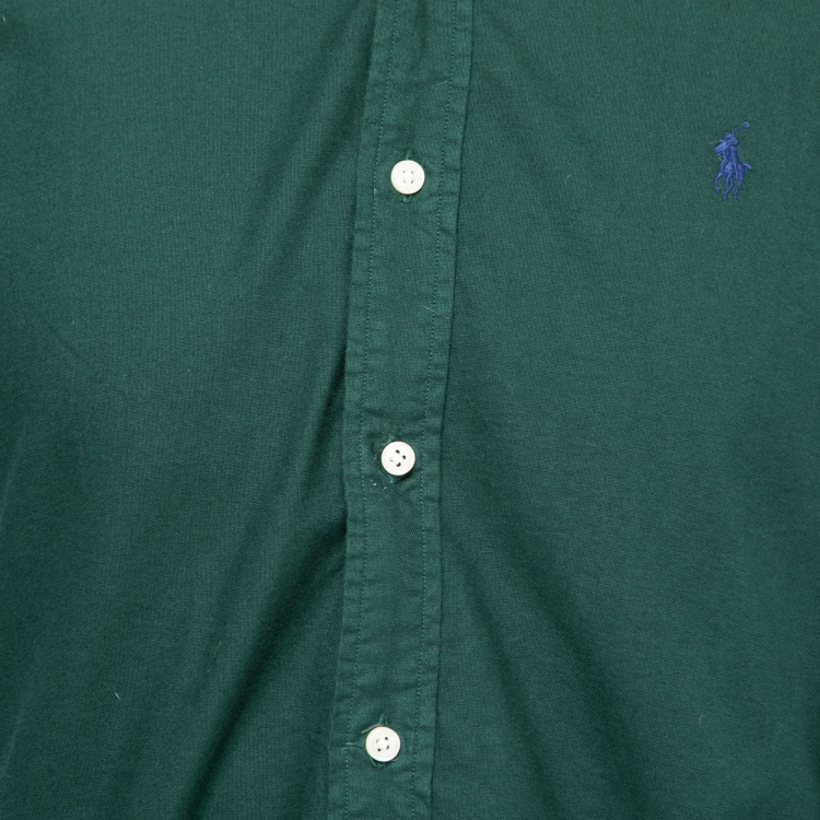 Pre Owned Polo Ralph Lauren Green Cotton Button Down Shirt M