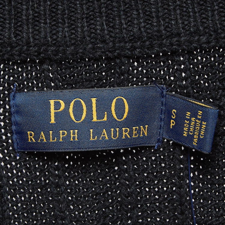 Pre Owned Polo Ralph Lauren Black Patterned Cotton Knit Sweater S