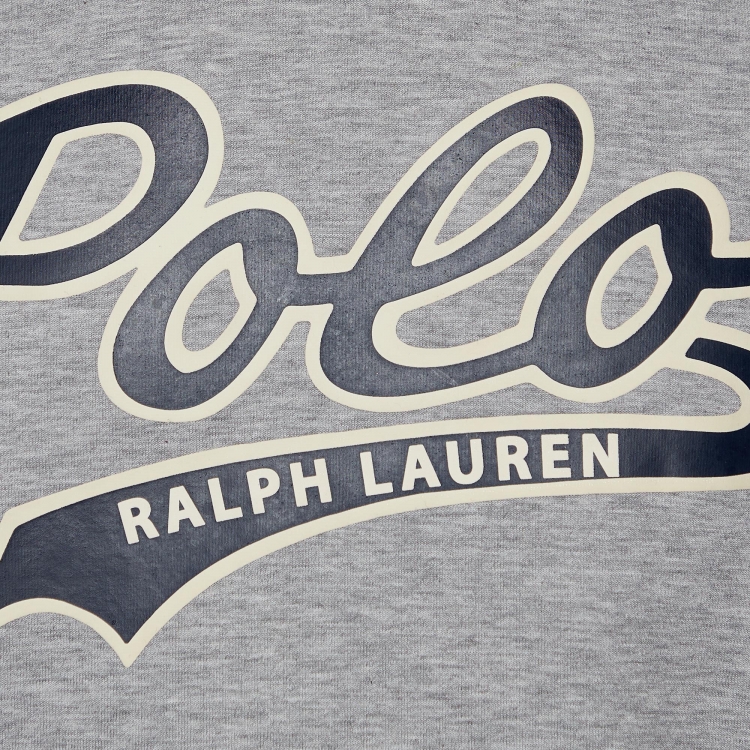 مملوكة مسبقًا Polo Ralph Lauren Grey Logo Printed Cotton Knit Hooded Sweatshirt M