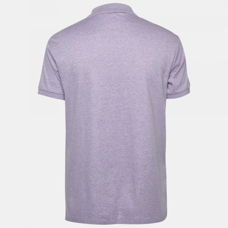 Pre Owned Polo Ralph Lauren Light Purple Cotton Jersey Polo T-Shirt L