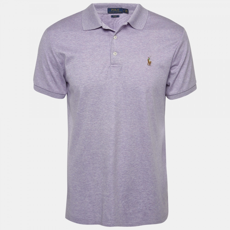 Pre Owned Polo Ralph Lauren Light Purple Cotton Jersey Polo T-Shirt L