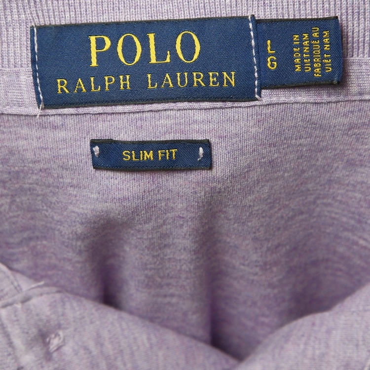 Pre Owned Polo Ralph Lauren Light Purple Cotton Jersey Polo T-Shirt L