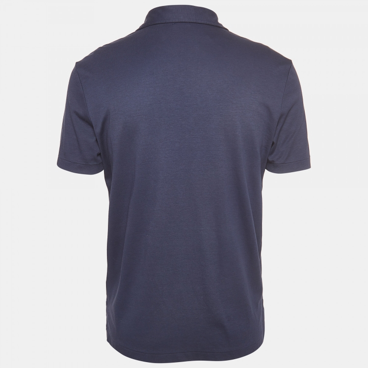Pre Owned Polo Ralph Lauren Navy Blue Embroidered Cotton Polo T-Shirt M
