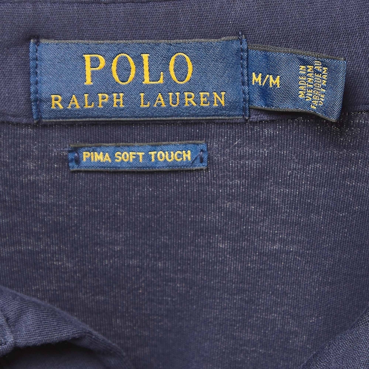 Pre Owned Polo Ralph Lauren Navy Blue Embroidered Cotton Polo T-Shirt M