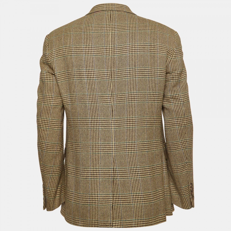 مملوكة مسبقًا Polo Ralph Lauren Beige Houndstooth Silk Jacket XL