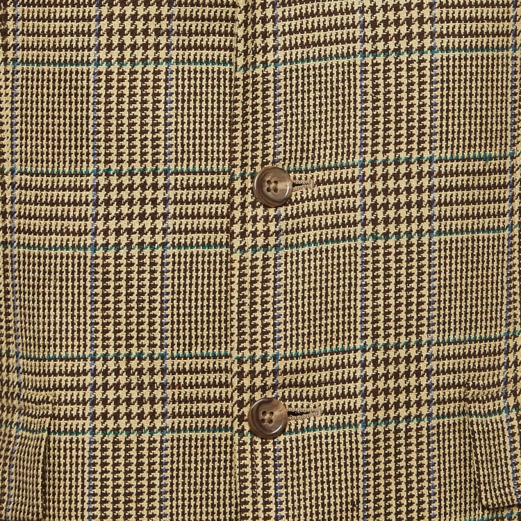 مملوكة مسبقًا Polo Ralph Lauren Beige Houndstooth Silk Jacket XL