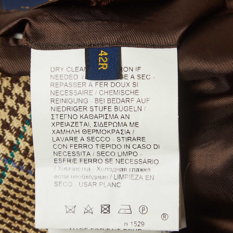 مملوكة مسبقًا Polo Ralph Lauren Beige Houndstooth Silk Jacket XL