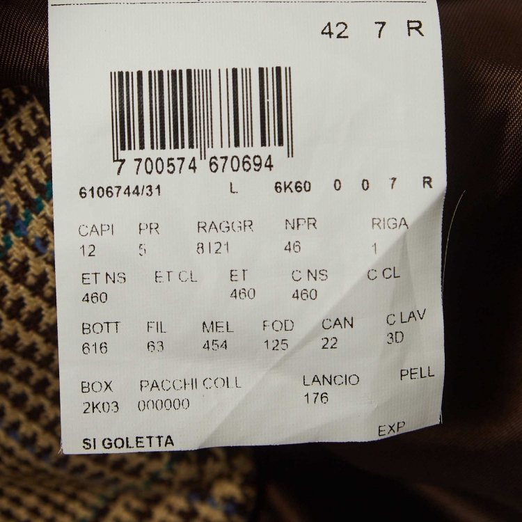 مملوكة مسبقًا Polo Ralph Lauren Beige Houndstooth Silk Jacket XL