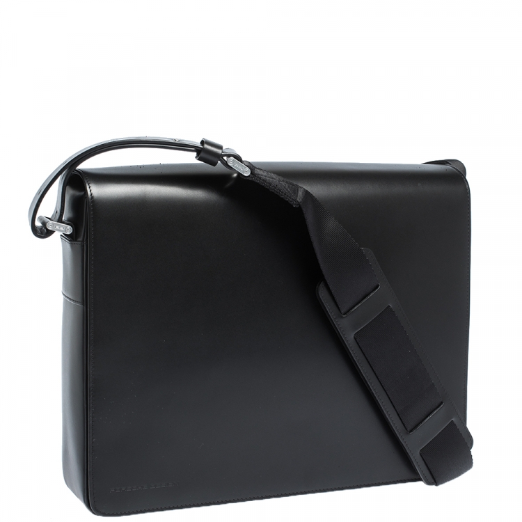 Pre Owned Porsche Design Black Leather Cervo 2.0 Laptop Messenger Bag