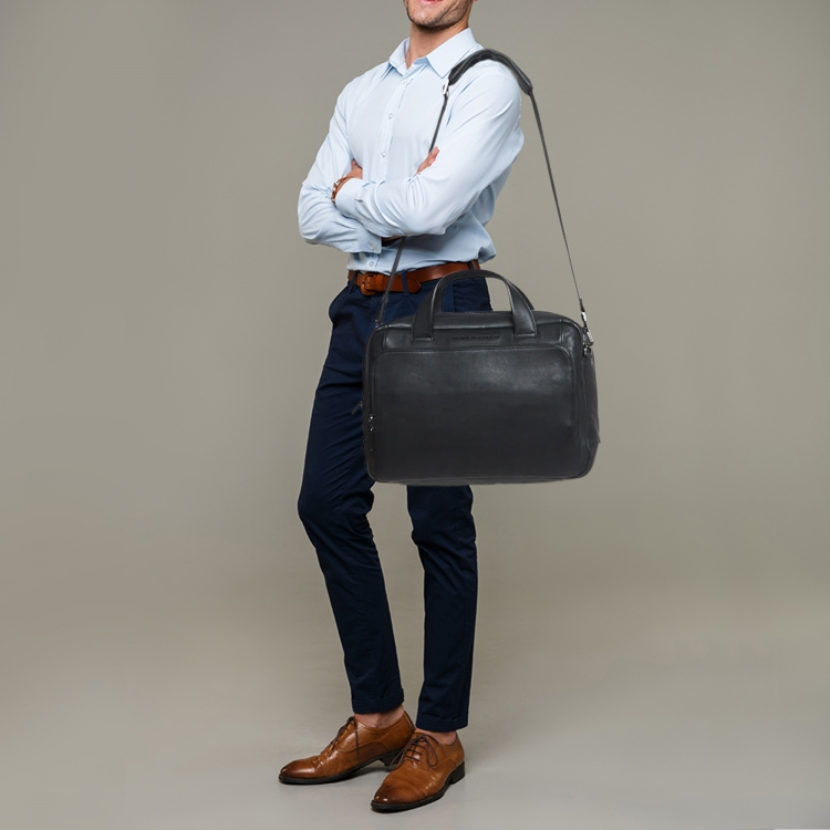 Pre Owned Porsche Design Black Leather Roadster Briefcase