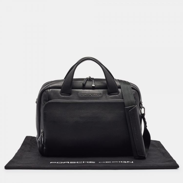 Pre Owned Porsche Design Black Leather Roadster Briefcase