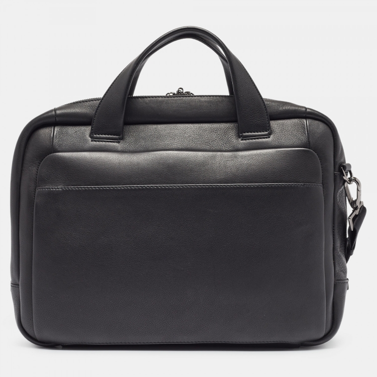 Pre Owned Porsche Design Black Leather Roadster Briefcase