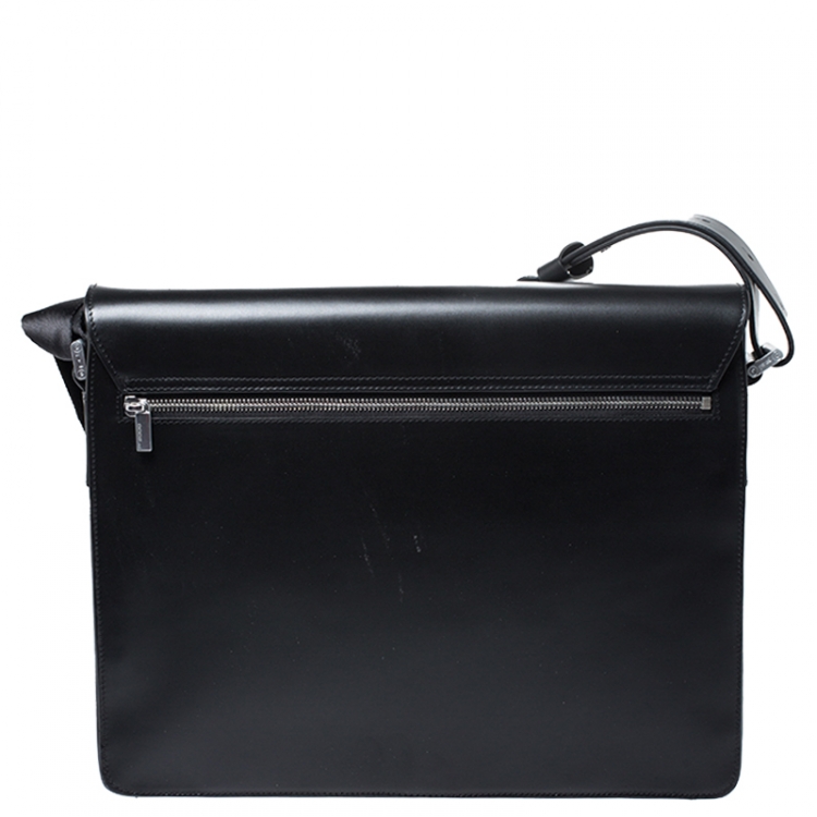 Pre Owned Porsche Design Black Leather Cervo 2.0 Laptop Messenger Bag