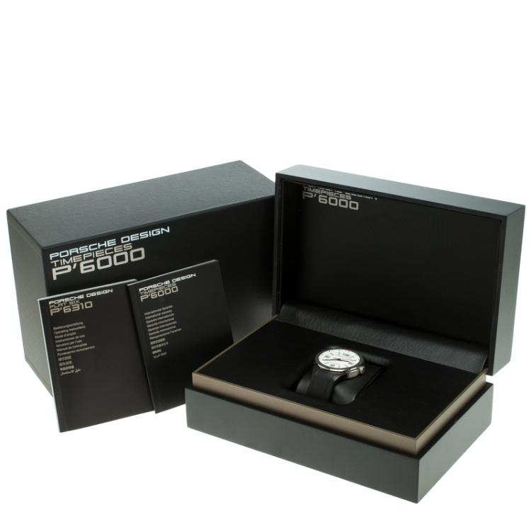 Pre Owned Porsche Design White Stainless Steel Flat Six P'6300 Men's Wristwatch 44 mm