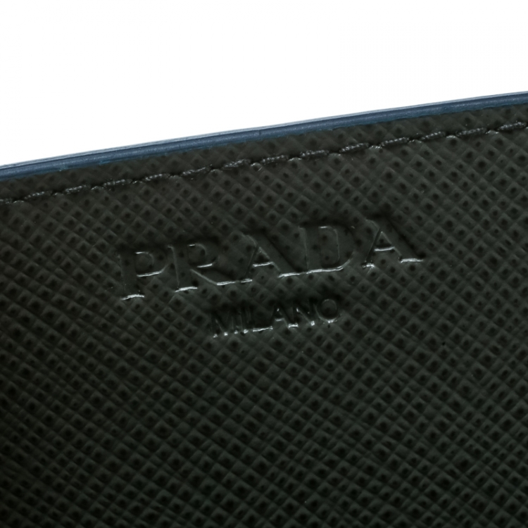 Pre Owned Prada Grey Saffiano Leather Card Holder