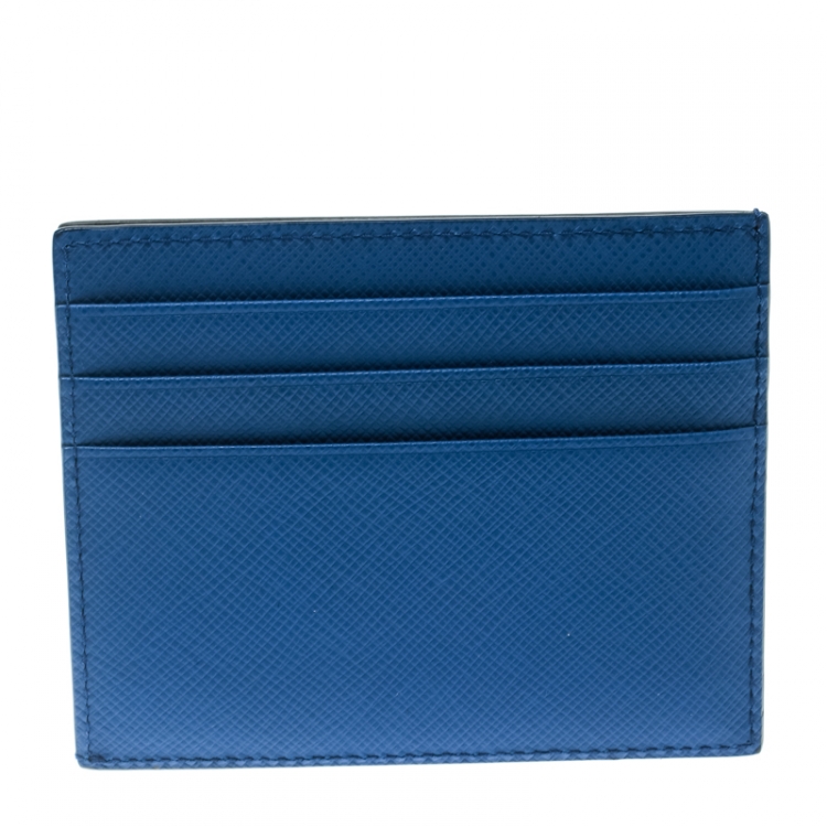 Pre Owned Prada Grey Saffiano Leather Card Holder